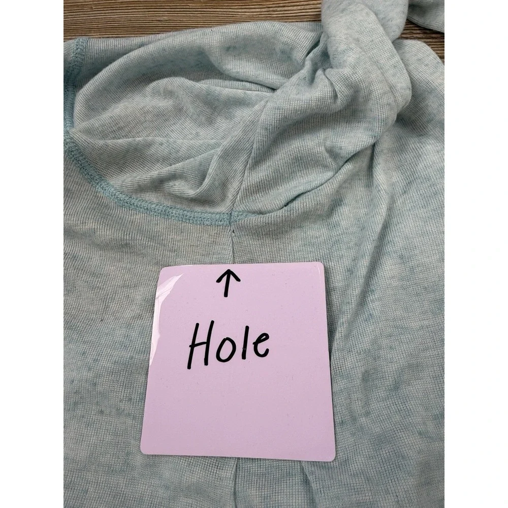 We The Free Turquoise Blue High Low Hem Long Sleeved Top Size S Oversized Sheer - Picture 6 of 8
